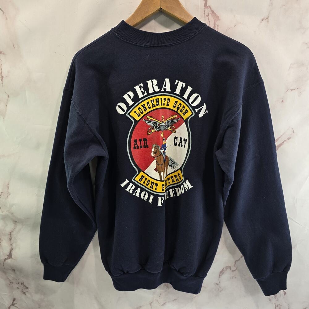 Iraqi Freedom Sweatshirt Mens Small Black Pullover Air Cavalry Crew Veteran